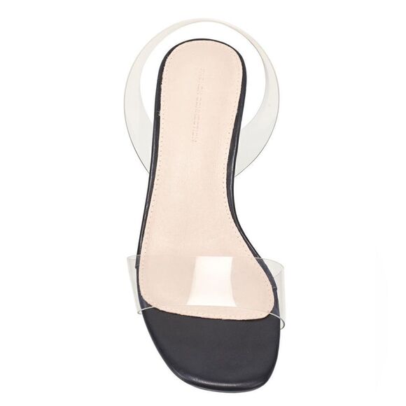 FRENCH CONNECTION Black Clear Lucite Slingback Tia Heeled Sandal - Picture 4 of 11